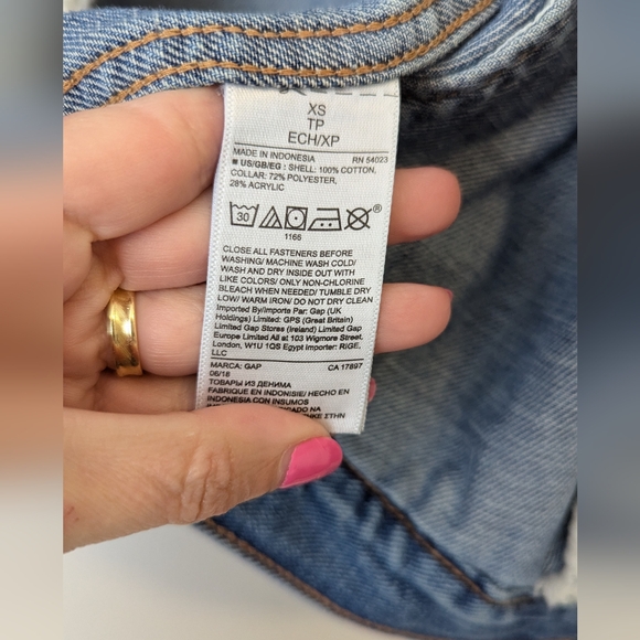 Gap Denim Jean Jacket Sherpa Trim size XS - Picture 5 of 5